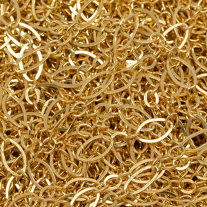 14kt Gold Filled One of 2.1mm Width by 4.7mm Length, larger Flat Oval Link connected to Three of 1.7mm Width by 2.0mm Length Smooth Oval Links with Middle link being Flat, Long and Short Chain. Price per: 1 Foot.