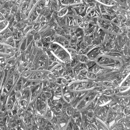 Sterling Silver 2.4mm Width by 5.4mm Length, Flat Oval Link follwed by Three of 1.8mm Width by 2.1mm Length Smooth Oval Links, Long and Short Chain. Price per: 1 Foot.