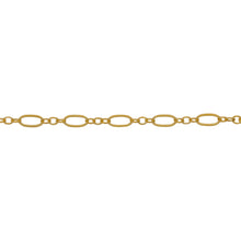 Load image into Gallery viewer, Chain by Foot. 14kt Gold Filled 2.4mm Width by 5.4mm Length, Flat Oval Link follwed by Three of 1.8mm Width by 2.1mm Length Smooth Oval Links, Long and Short Chain. Price per: 1 Foot.
