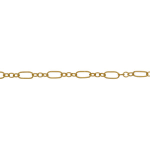 Chain by Foot. 14kt Gold Filled 2.5mm Width by 5.3mm Length Larger Oval Link follwed by Three 1.8mm Width by 2.0mm Length Smaller Oval Links, Long and Short Chain. Price per: 1 Foot.