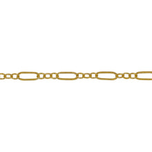 Load image into Gallery viewer, Chain by Foot. 14kt Gold Filled 2.5mm Width by 6.0mm Length Corrugated Larger Oval Link Connected to Three of 1.5mm Width by 2.0mm Length Smaller Oval Links with Middle Link being Corrugated Link, Long and Short Chain. Price per: 1 Foot.
