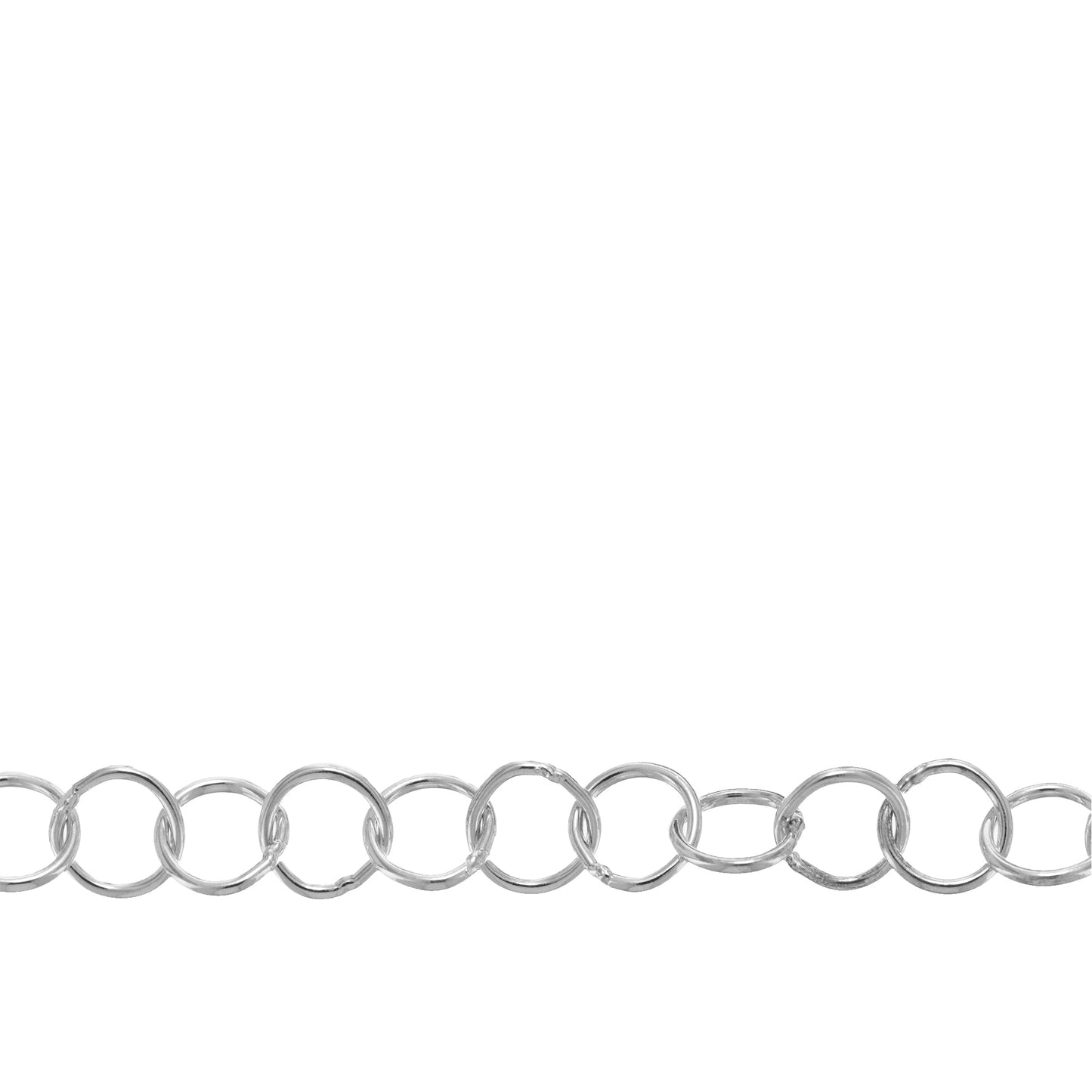 Sterling Silver 5.0mm Width / Length Smooth Circle Chain. Price per: 1 Foot.