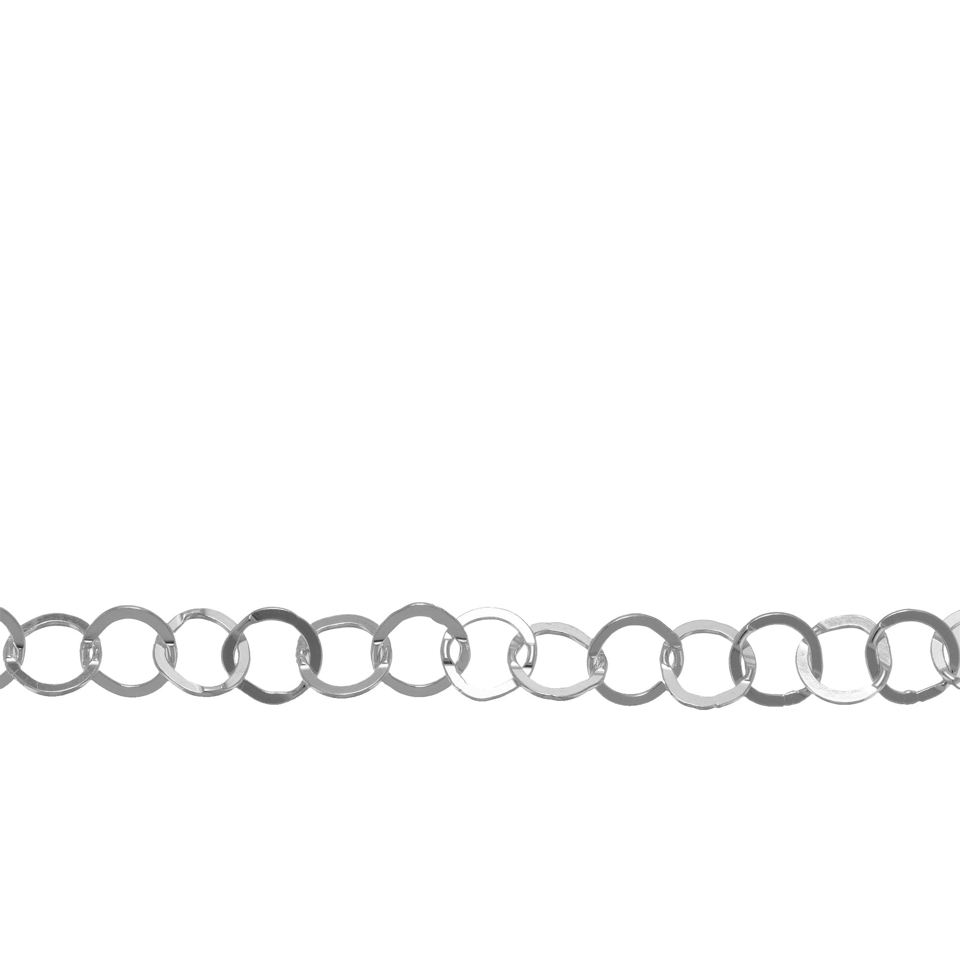 Chain by Foot. Sterling Silver 5.0mm Width / Length Flat Circle Chain. Price per: 1 Foot.