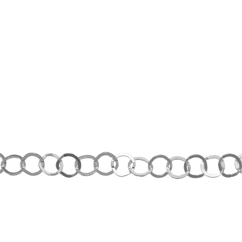 Chain by Foot. Sterling Silver 5.0mm Width / Length Flat Circle Chain. Price per: 1 Foot.