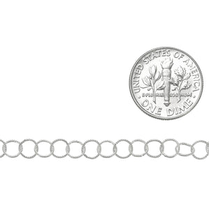 Sterling Silver 5.0mm Width / Length Twisted Wire, Circle Chain. Price per: 1 Foot.