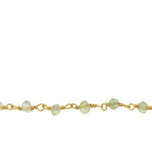 Load image into Gallery viewer, Chain by Foot. Brass Gold Plated / Vermeil 3.5mm Width / Length Natural Hand Cut Prehnite Stone, Gem Stone Chain. Price per: 1 Inch.
