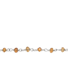 Load image into Gallery viewer, Chain by Foot. Brass Silver Plated 3.0mm Width / Length Natural Hand Cut Hessonite Garnet Gem Stone Chain. Price per: 1 Inch.

