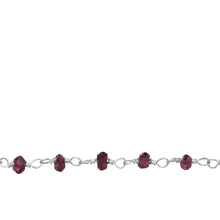 Load image into Gallery viewer, Chain by Foot. Brass Silver Plated 4.0mm Width / Length Garnet Natural Hand Cut Gem Stone Chain. Price per: 1 Inch.
