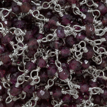 Load image into Gallery viewer, Brass Silver Plated 4.0mm Width / Length Garnet Natural Hand Cut Gem Stone Chain. Price per: 1 Inch.
