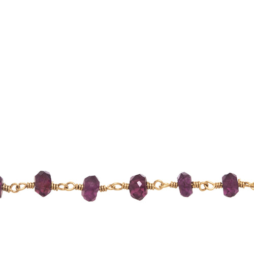 Chain by Foot. Brass Gold Plated / Vermeil 4.0mm Width / Length Natural Hand Cut Garnet Gem Stone Chain. Price per: 1 Inch.