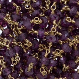 Brass Gold Plated / Vermeil 4.0mm Width / Length Natural Hand Cut Garnet Gem Stone Chain. Price per: 1 Inch.