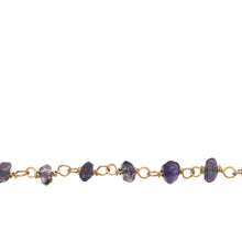 Load image into Gallery viewer, Chain by Foot. Brass Gold Plated / Vermeil 3.0mm to 4.0mm Width / Length Iolite Gem Stone Chain. Price per: 1 Inch.
