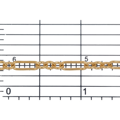 14kt Gold Filled Three 3.2mm Width by 3.9mm Length Small Smooth Oval Links Followed by 3.2mm Width by 8.9mm Length Smooth Elongated Link, Long and Short Chain. Price per: 1 Foot.