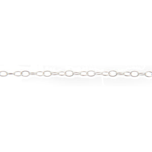 Sterling Silver 2.50mm Width by 3.60mm Length, Smooth Oval Cable Chain. Price per: 1 Foot.