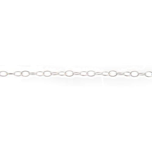 Sterling Silver 2.50mm Width by 3.60mm Length, Smooth Oval Cable Chain. Price per: 1 Foot.