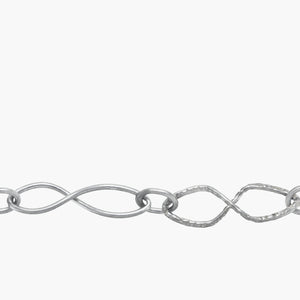 Chain by Foot. Sterling Silver 5.0mm Width by 20.0mm Length Textured and Smooth Figure 8 Links Connected to a 4.5mm Width by 6.0mm Length Small Oval Link, Figure 8 Chain. Price per: 1 Foot.