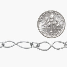 Load image into Gallery viewer, Sterling Silver 5.0mm Width by 20.0mm Length Textured and Smooth Figure 8 Links Connected to a 4.5mm Width by 6.0mm Length Small Oval Link, Figure 8 Chain. Price per: 1 Foot.
