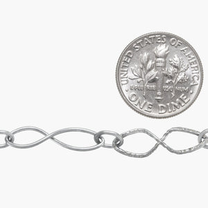 Sterling Silver 5.0mm Width by 20.0mm Length Textured and Smooth Figure 8 Links Connected to a 4.5mm Width by 6.0mm Length Small Oval Link, Figure 8 Chain. Price per: 1 Foot.