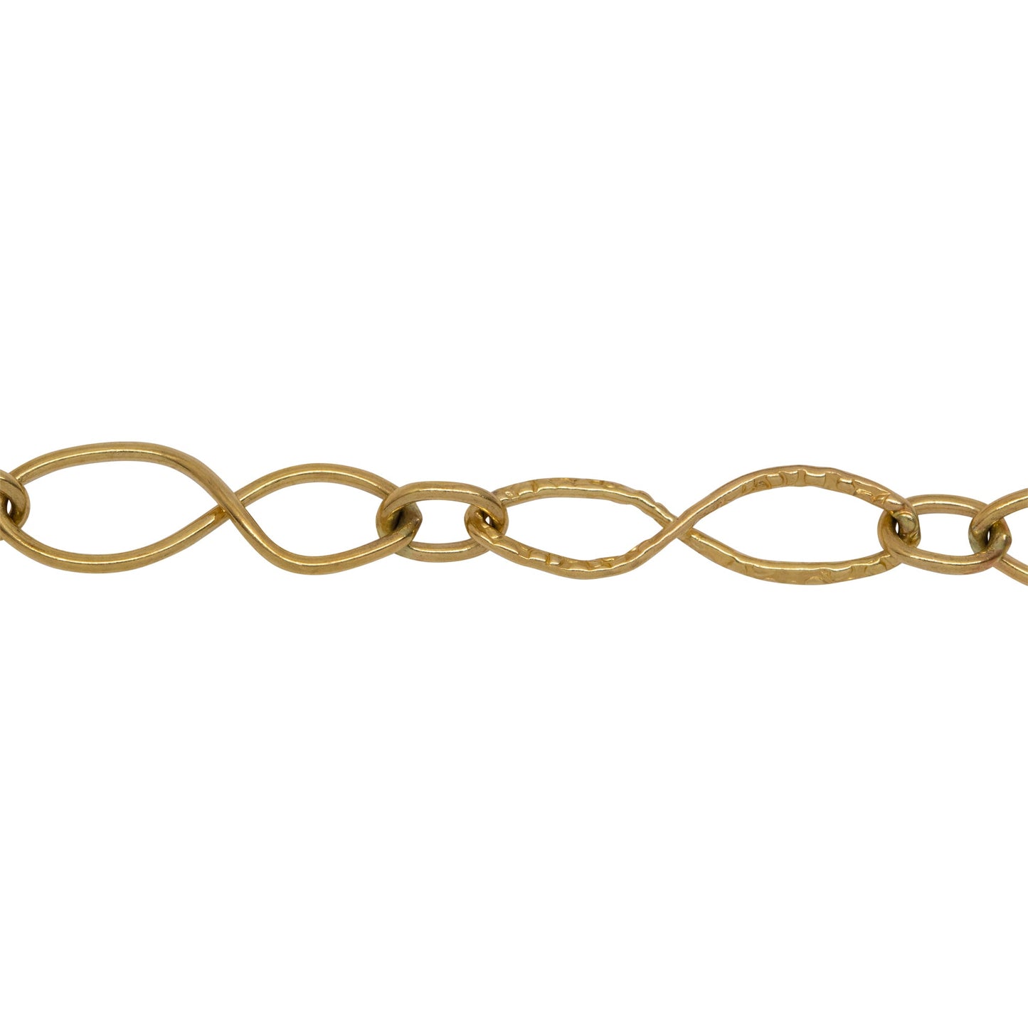Chain by Foot. 14kt Gold Filled 5.0mm Width by 20.0mm Length Textured and Smooth Figure 8 Links Connected to 4.5mm Width by 6.0mm Length Small Oval Link, Figure 8 Chain. Price per: 1 Foot.