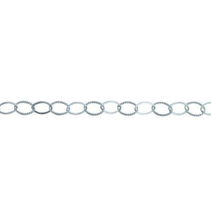 Sterling Silver 5.7mm Width by 7.7mm Length Flat And Corrugated Cable Chain. Price per: 1 Foot.