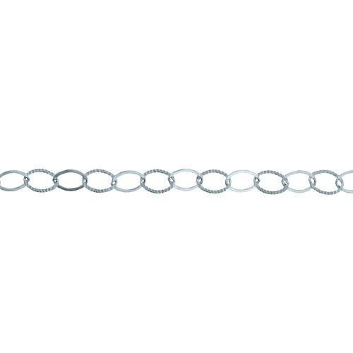 Sterling Silver 5.7mm Width by 7.7mm Length Flat And Corrugated Cable Chain. Price per: 1 Foot.