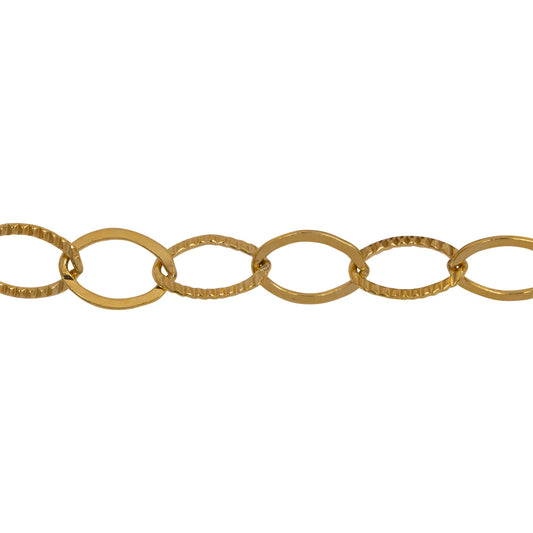 Chain by Foot. 14kt Gold Filled 5.7mm Width by 7.7mm Length Flat And Corrugated Cable Chain. Price per: 1 Foot.