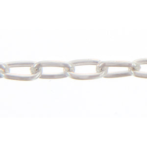 Sterling Silver 1.72mm Width by 3.50mm Length, Smooth Oval Cable Chain. Price per: 1 Foot.