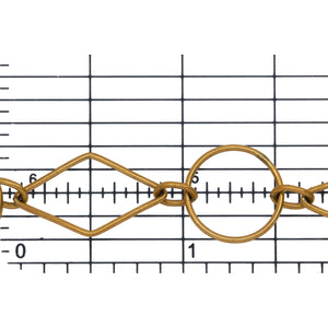 14kt Gold Filled Two of 4.32mm Width by 5.82mm Length Smooth Oval Links connected to 13.62mm Width / Length Smooth Circle Link and 12.34mm Width by 21.07mm Length Smooth Diamond Link, Fancy Chain. Price per: 1 Foot.