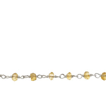 Load image into Gallery viewer, Chain by Foot. Brass Silver Plated 3.0mm Width / Length Natural Hand Cut Citrine Gem Stone Chain. Price per: 1 Inch.
