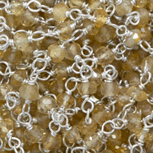 Load image into Gallery viewer, Brass Silver Plated 3.0mm Width / Length Natural Hand Cut Citrine Gem Stone Chain. Price per: 1 Inch.
