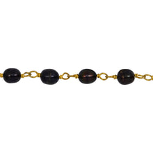 Load image into Gallery viewer, Chain by Foot. Brass Gold Plated 3.45mm Width by 4.19mm Length Natural Peacock Pearl, Pearl Chain. Price per: 1 Inch.
