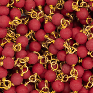 Brass Gold Plated 3.22mm Width by 2.90mm Length Coral Stone, Gem Stone Chain. Price per: 1 Inch.