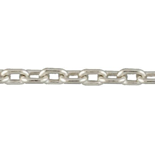 Sterling Silver 2.3mm Width by 3.2mm Length Smooth Elongated Cable Chain. Price per: 1 Foot.