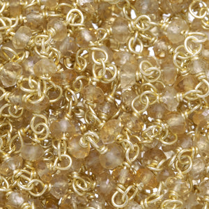 Brass Gold Plated / Vermeil 3.0mm Width / Length Natural Hand Cut Citrine Gem Stone Chain. Price per: 1 Inch.