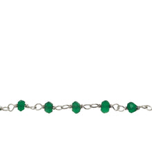 Load image into Gallery viewer, Chain by Foot. Brass Silver Plated 3.0mm Width / Length Natural Hand Cut Green Onyx Gem Stone Chain. Price per: 1 Inch.
