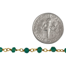 Load image into Gallery viewer, Brass Gold Plated / Vermeil 3.0mm Width / Length Natural Hand Cut Green Onyx Gem Stone Chain. Price per: 1 Inch.
