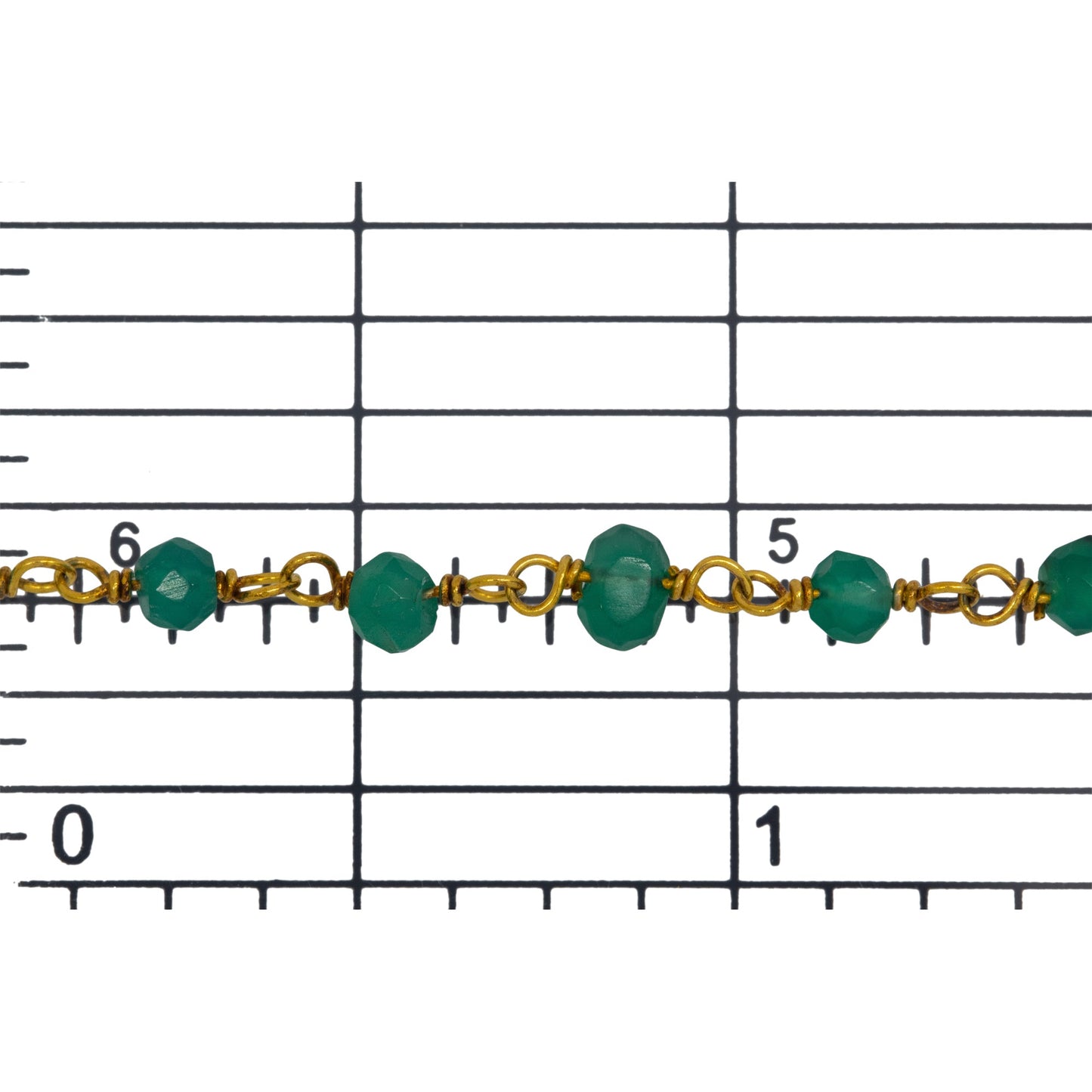 Brass Gold Plated / Vermeil 3.0mm Width / Length Natural Hand Cut Green Onyx Gem Stone Chain. Price per: 1 Inch.