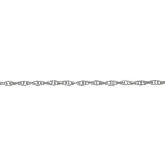Chain by Foot. Sterling Silver 1.1mm Width by 1.5mm Length Smooth Rope Chain. Price per: 1 Foot.