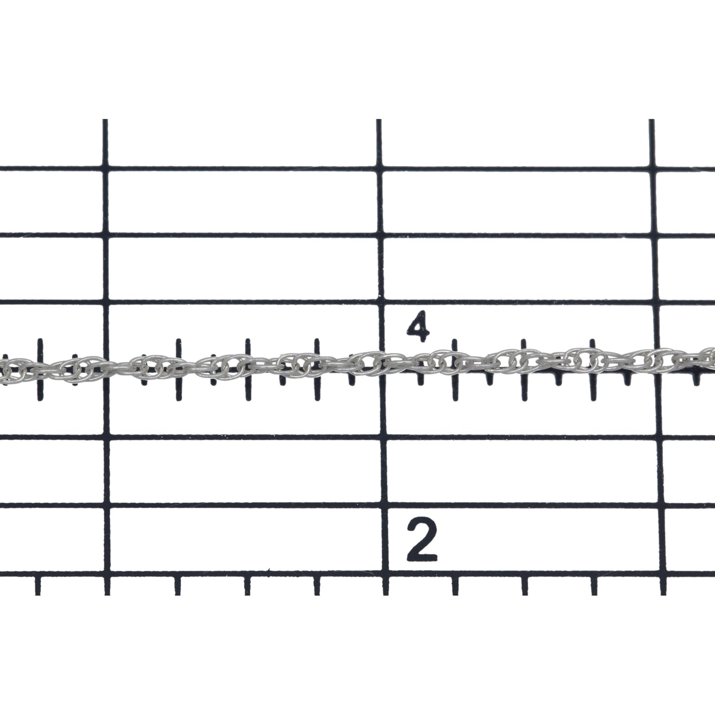 Sterling Silver 1.1mm Width by 1.5mm Length Smooth Rope Chain. Price per: 1 Foot.