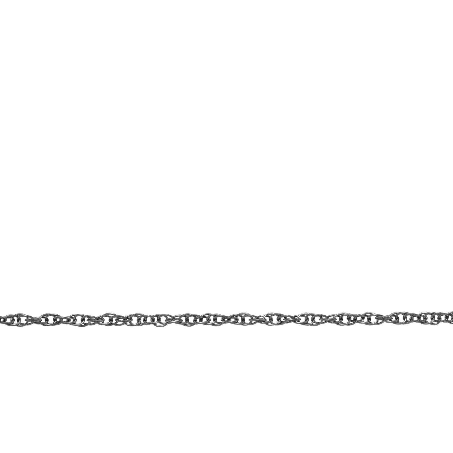 Sterling Silver Black Diamond Finish 1.1mm Width by 1.5mm Length Rope Chain. Price per: 1 Foot.