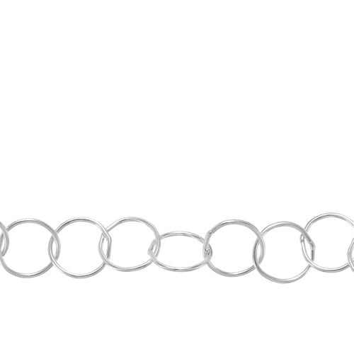 Chain by Foot. Sterling Silver 7.0mm Width / Length Smooth Circle Chain. Price per: 1 Foot.