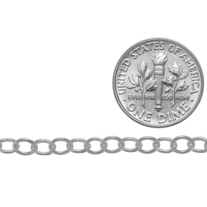 Sterling Silver 3.9mm Width by 4.8mm Length Cable Chain. Price per: 1 Foot.