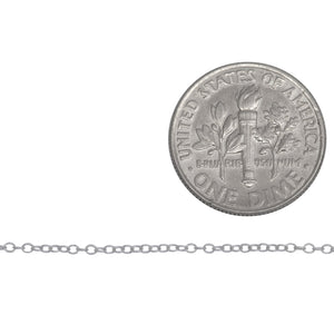 Sterling Silver 4.00mm width by 4.95mm length, Smooth Cable Chain. Price per: 1 Foot.