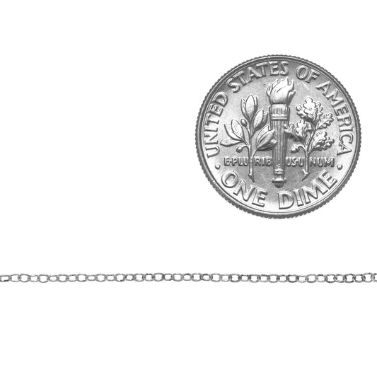 Sterling Silver 1.1mm Width by 1.5mm Length Smooth Cable Chain. Price per: 1 Foot.