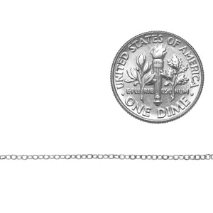 Sterling Silver 1.1mm Width by 1.5mm Length Smooth Cable Chain. Price per: 1 Foot.