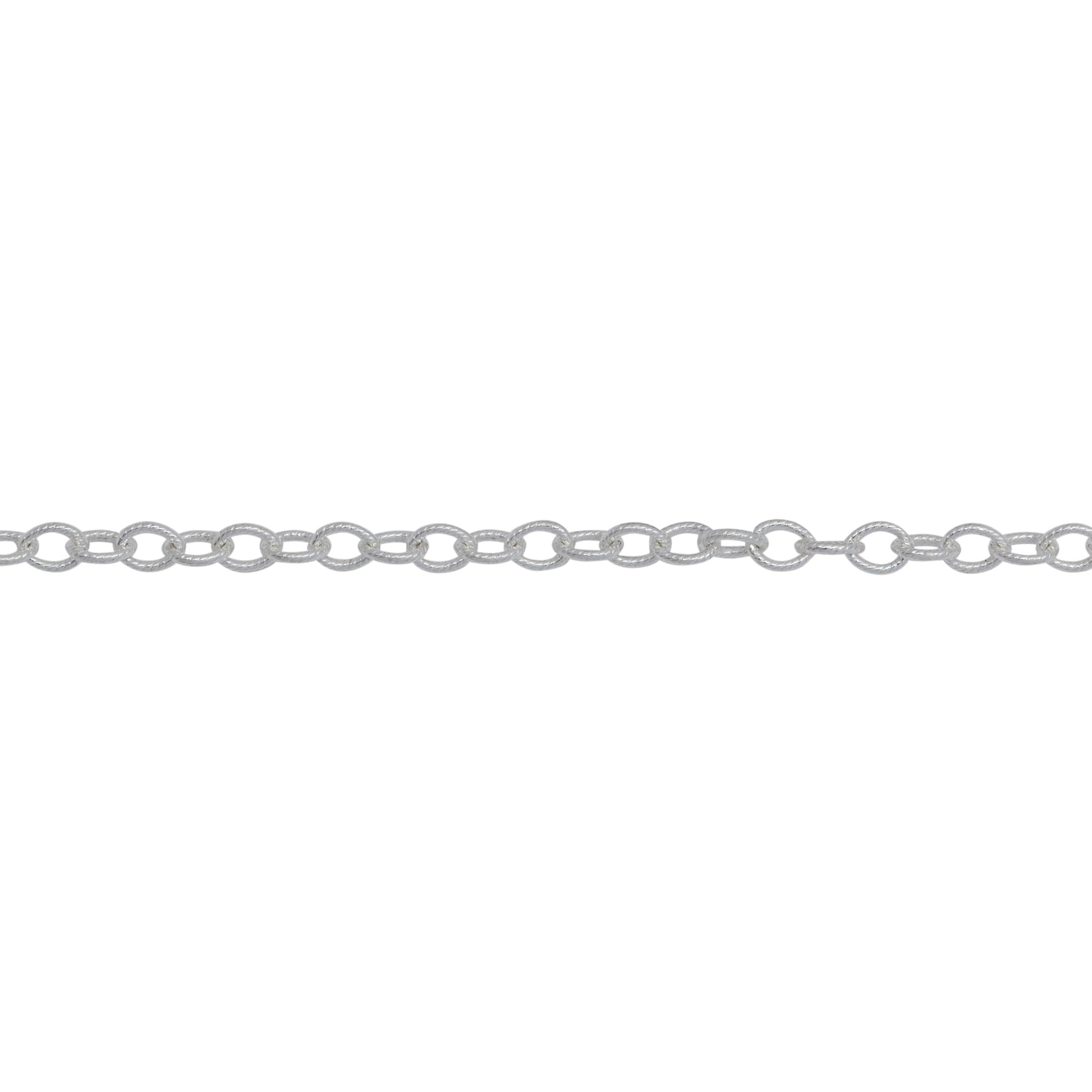 Chain by Foot. Sterling Silver 1.9mm Width by 2.5mm Length Twisted Cable Chain. Price per: 1 Foot.