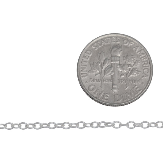 Sterling Silver 1.9mm Width by 2.5mm Length Twisted Cable Chain. Price per: 1 Foot.