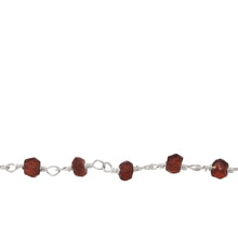 Load image into Gallery viewer, Chain by Foot. Brass Silver Plated 3.0mm to 4.0mm Width / Length Garnet Gem Stone Chain. Price per: 1 Inch.
