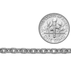 Sterling Silver 3.7mm Width by 4.9mm Length Square Wire Cable Chain. Price per: 1 Foot.