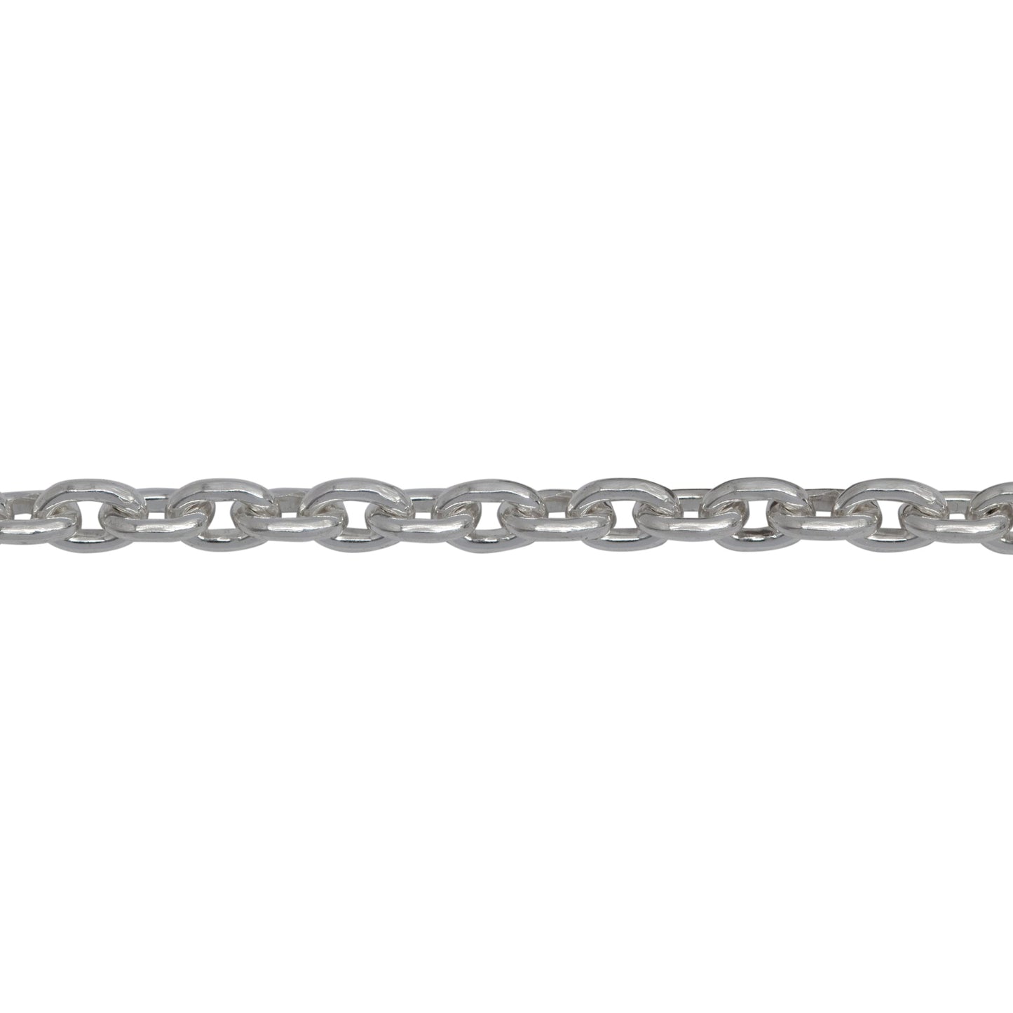 Chain by Foot. Sterling Silver 3.0mm Width by 4.2mm Length Cable Chain. Price per: 1 Foot.